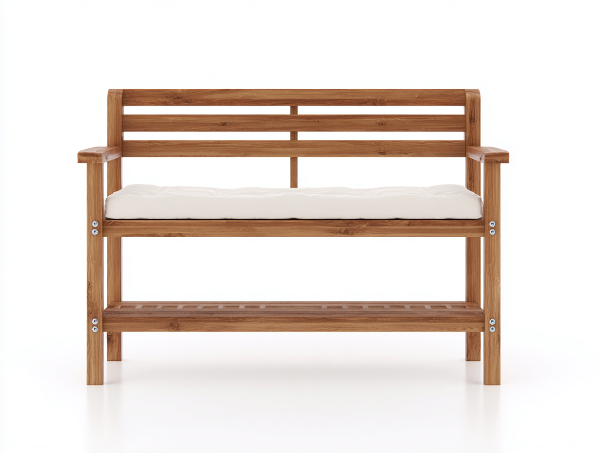 Panche da giardino - legno-tessuto - 132x49x82 cm - teak naturale-bianco - funzionale-Dotihanest