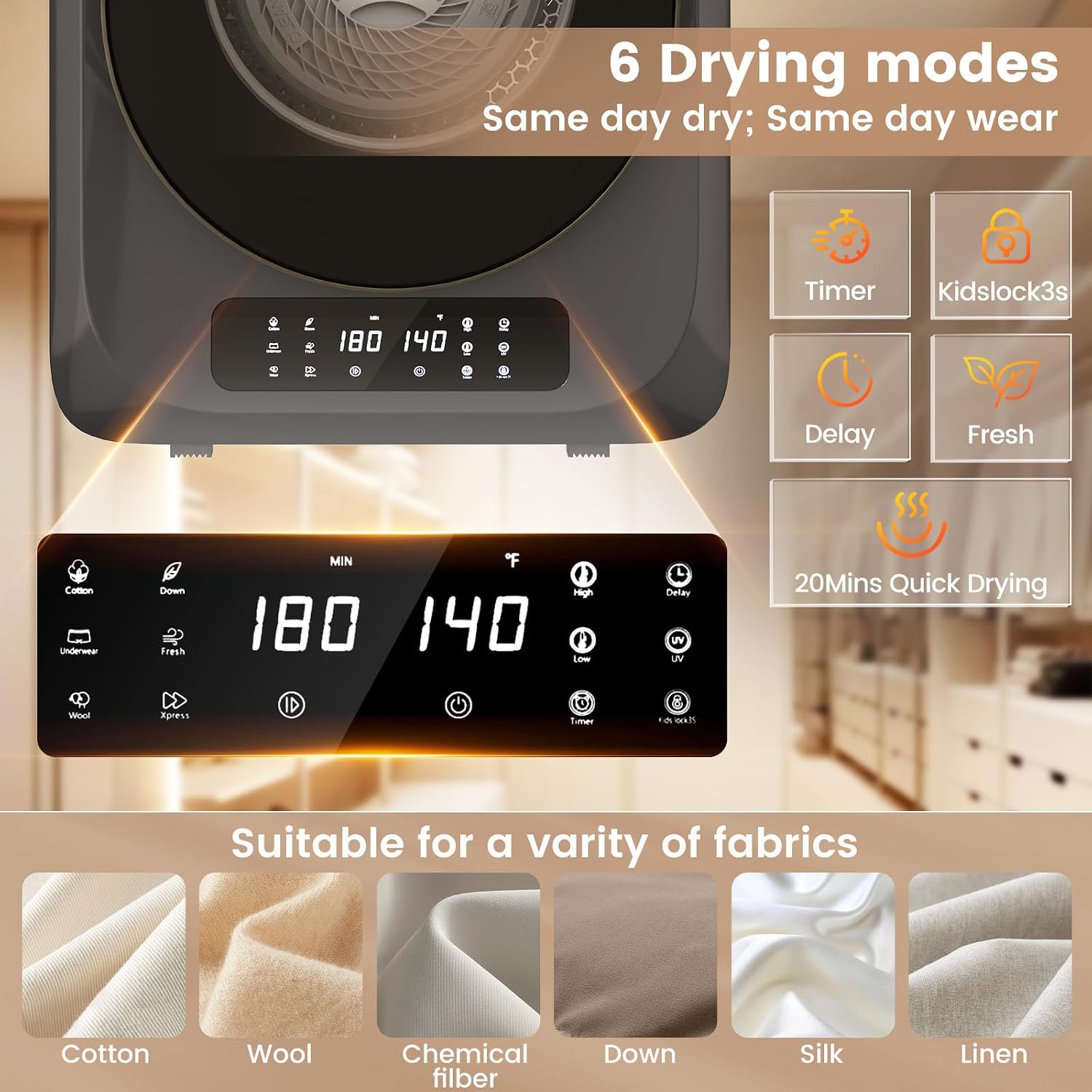Electric dryer product feature illustration