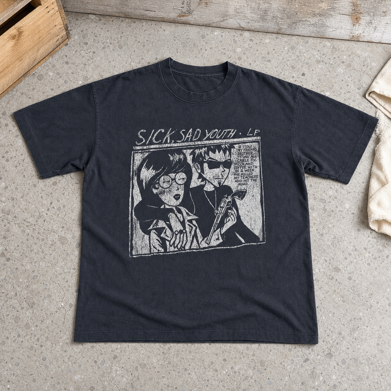 Vintage-Channel Sick Sad Youth Black T-Shirt