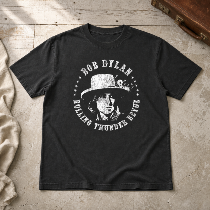 Vintage-Channel Bob Dylan Rolling Thunder Revue Vintage Black T-Shirt