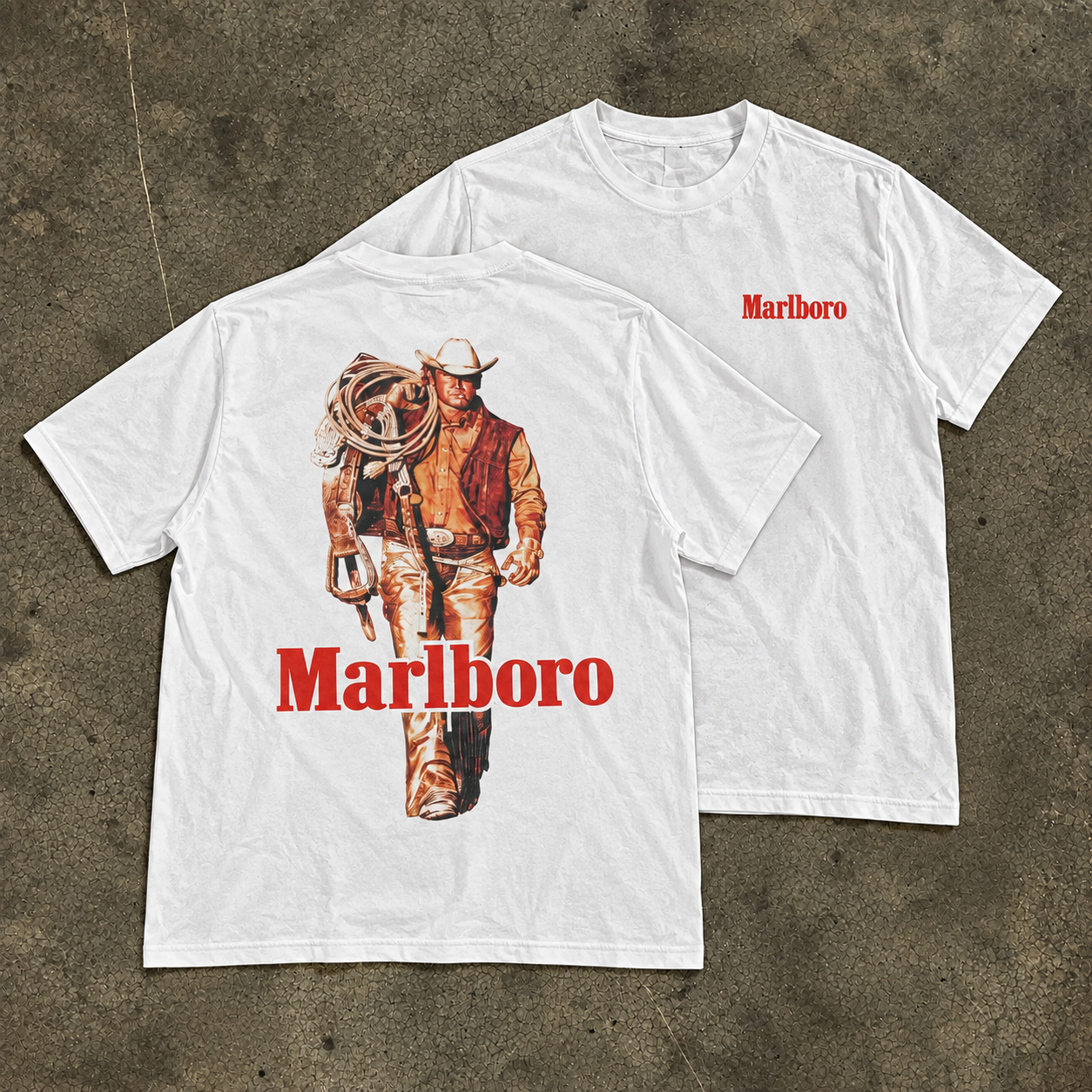 Vintage-Channel Marlo Man 'Cattle Rustler' Heavyweight White T-Shirt