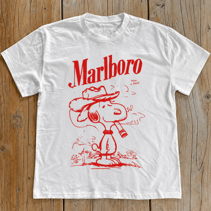 Vintage-Channel Snoopy Marb Heavyweight White Tee