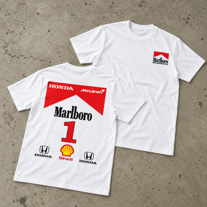 Vintage-Channel Mclaren-Honda Mp4/4 Team White Heavy Weight Tee
