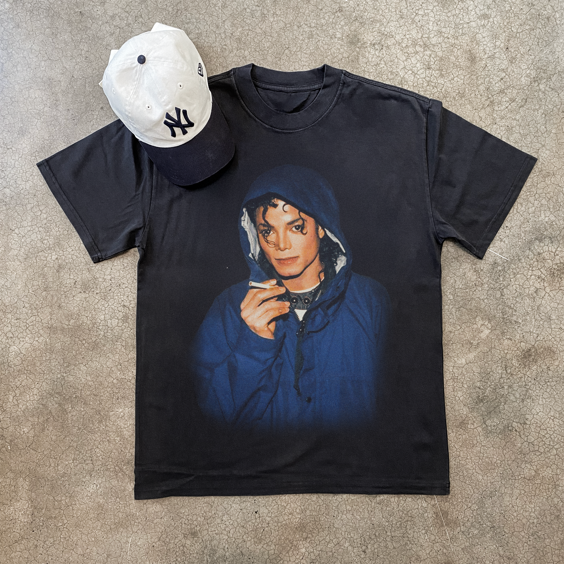 Vintage-Channel 1988 Mj 'Hood Smoke' Faded Black Tee-Vintage-Channel