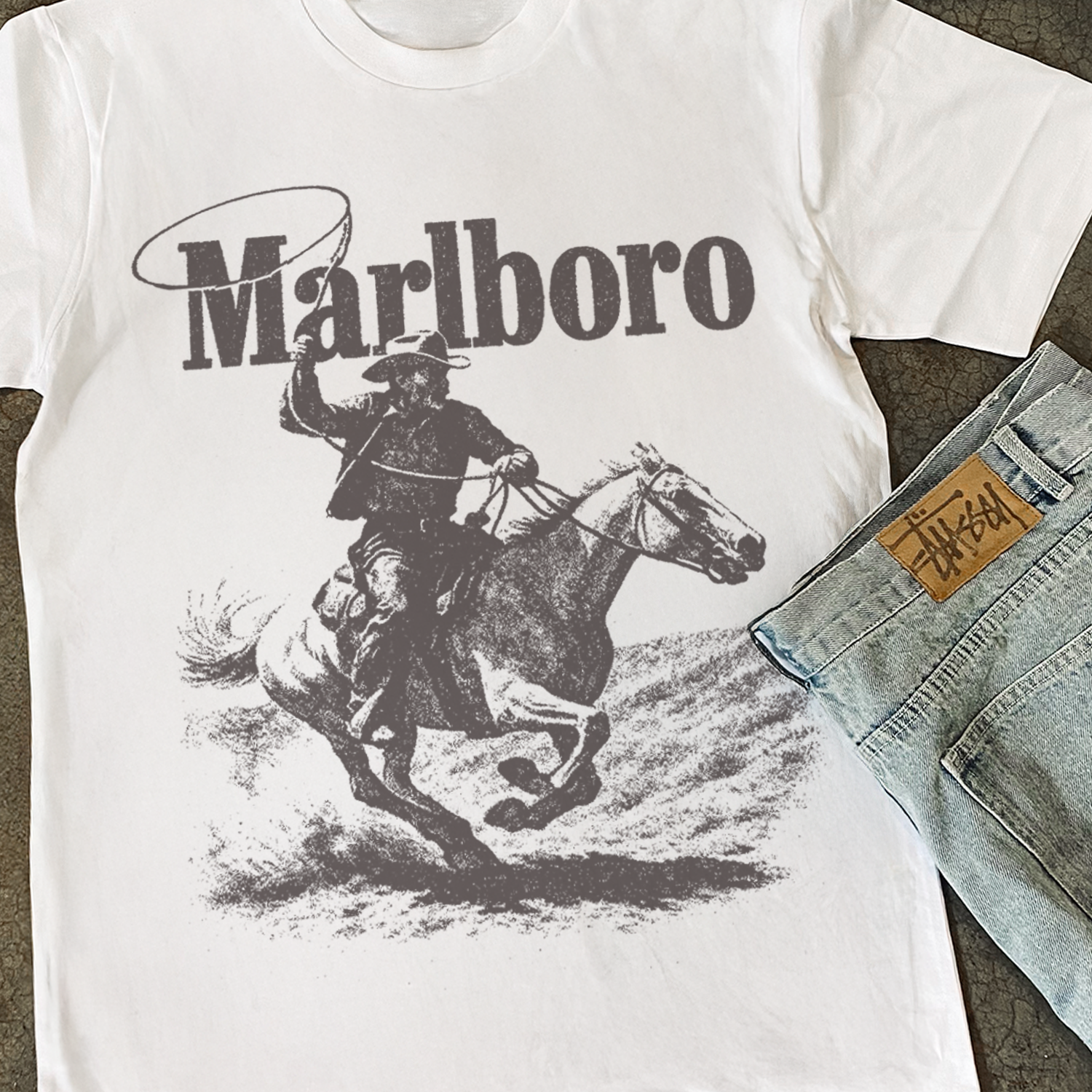 Vintage-Channel Marlo Man 'Rugged' Heavyweight White T-Shirt-Vintage-Channel