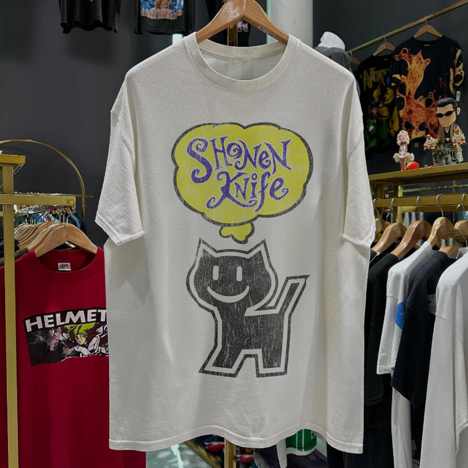 Vintage-Channel 90's Shonen Kitten Club 'Shonen Knife Cat Tee' Rare White T-Shirt-Vintage-Channel