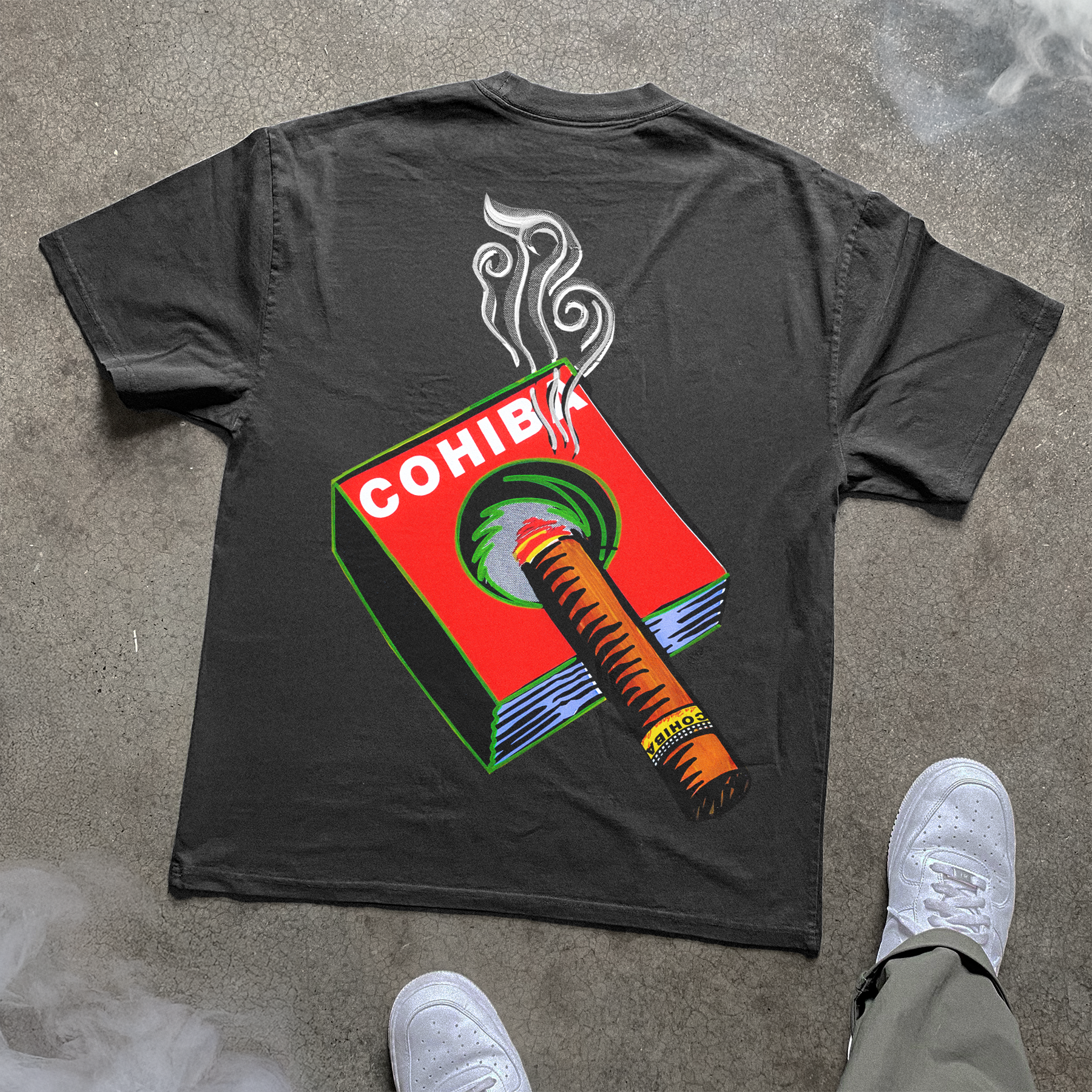 Vintage-Channel Cohiba Cigars 'Smoke' Heavyweight Black T-Shirt-Vintage-Channel