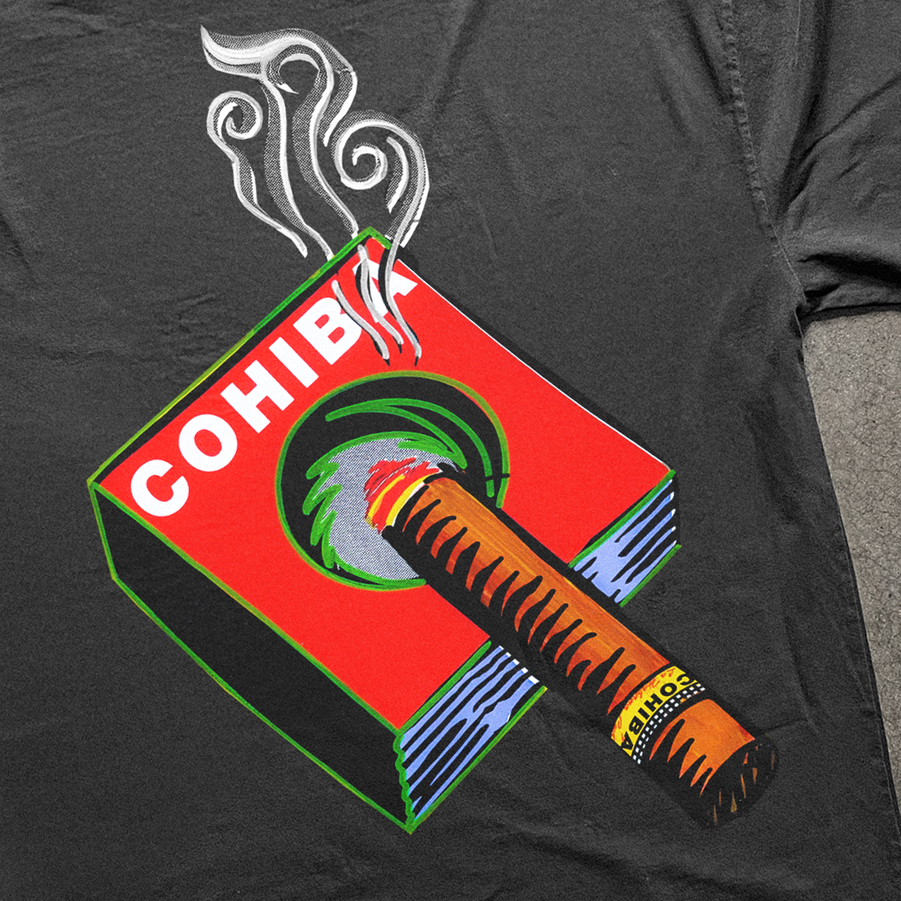 Vintage-Channel Cohiba Cigars 'Smoke' Heavyweight Black T-Shirt-Vintage-Channel