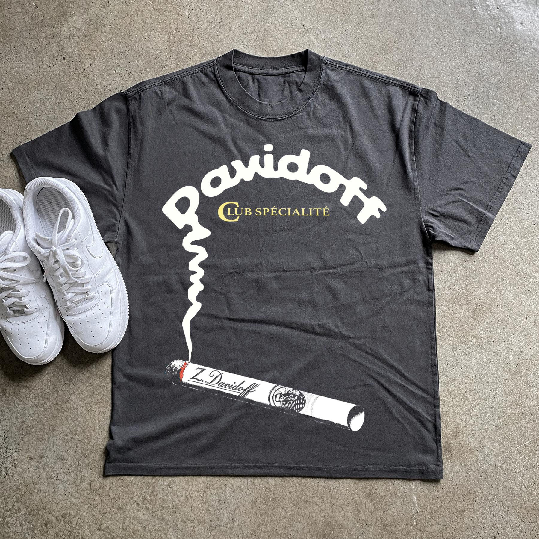 Vintage-Channel Davidoff Cigarettes 'Smoke' Heavyweight Black T-Shirt-Vintage-Channel