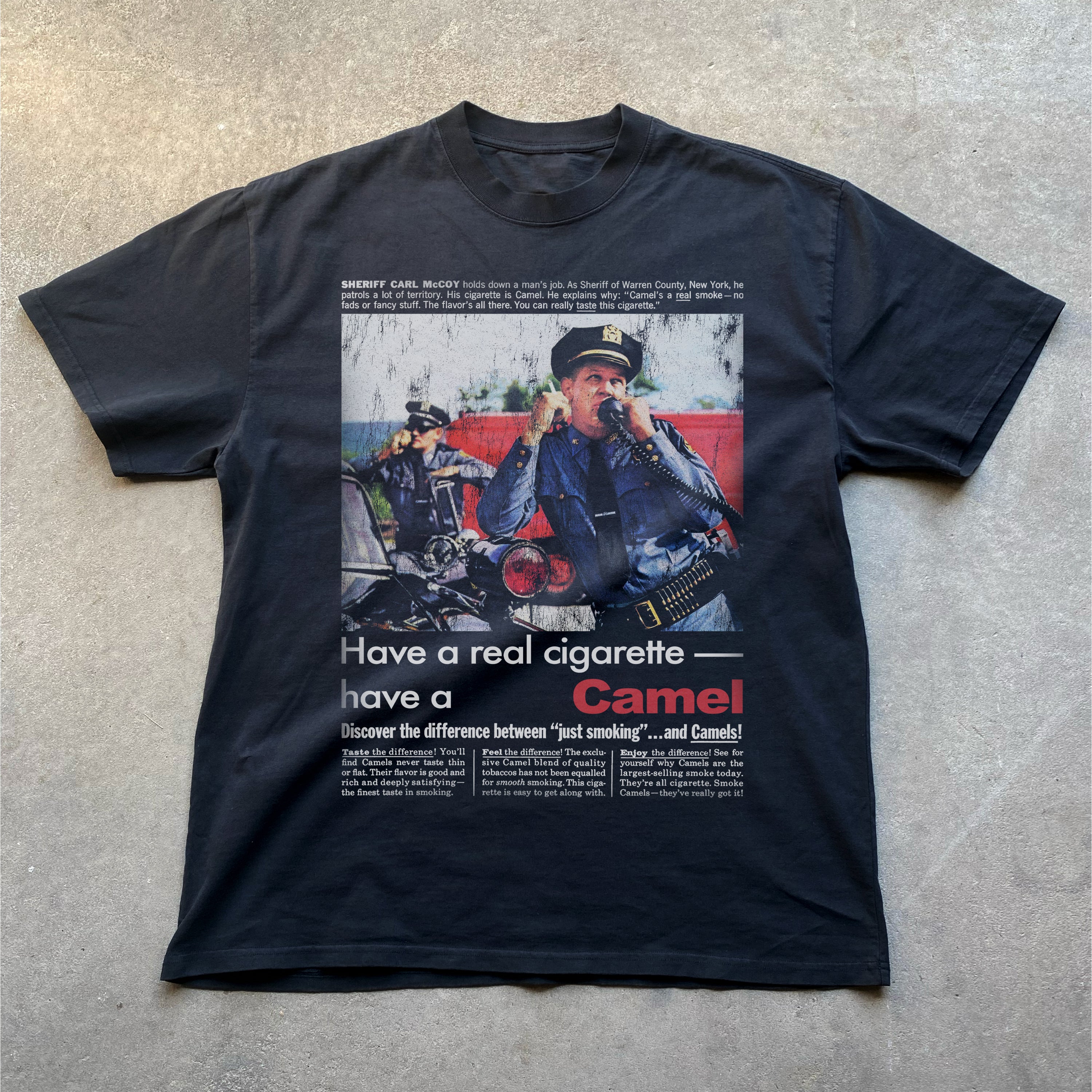 Vintage-Channel Have A Real Cigarette Promo Black Tee-Vintage-Channel