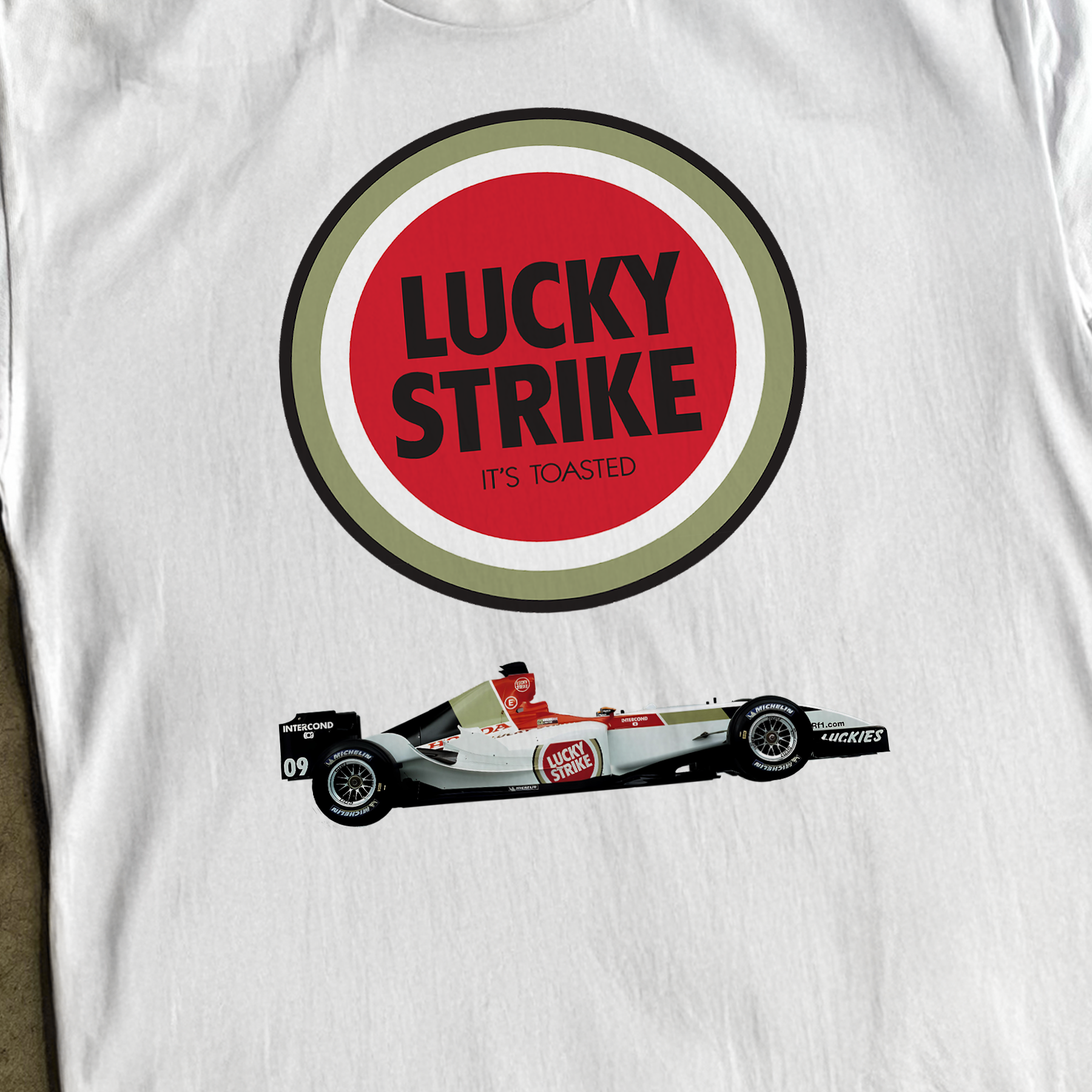 Vintage-Channel Lucky Strike F1 Heavy Weight White T-Shirt-Vintage-Channel