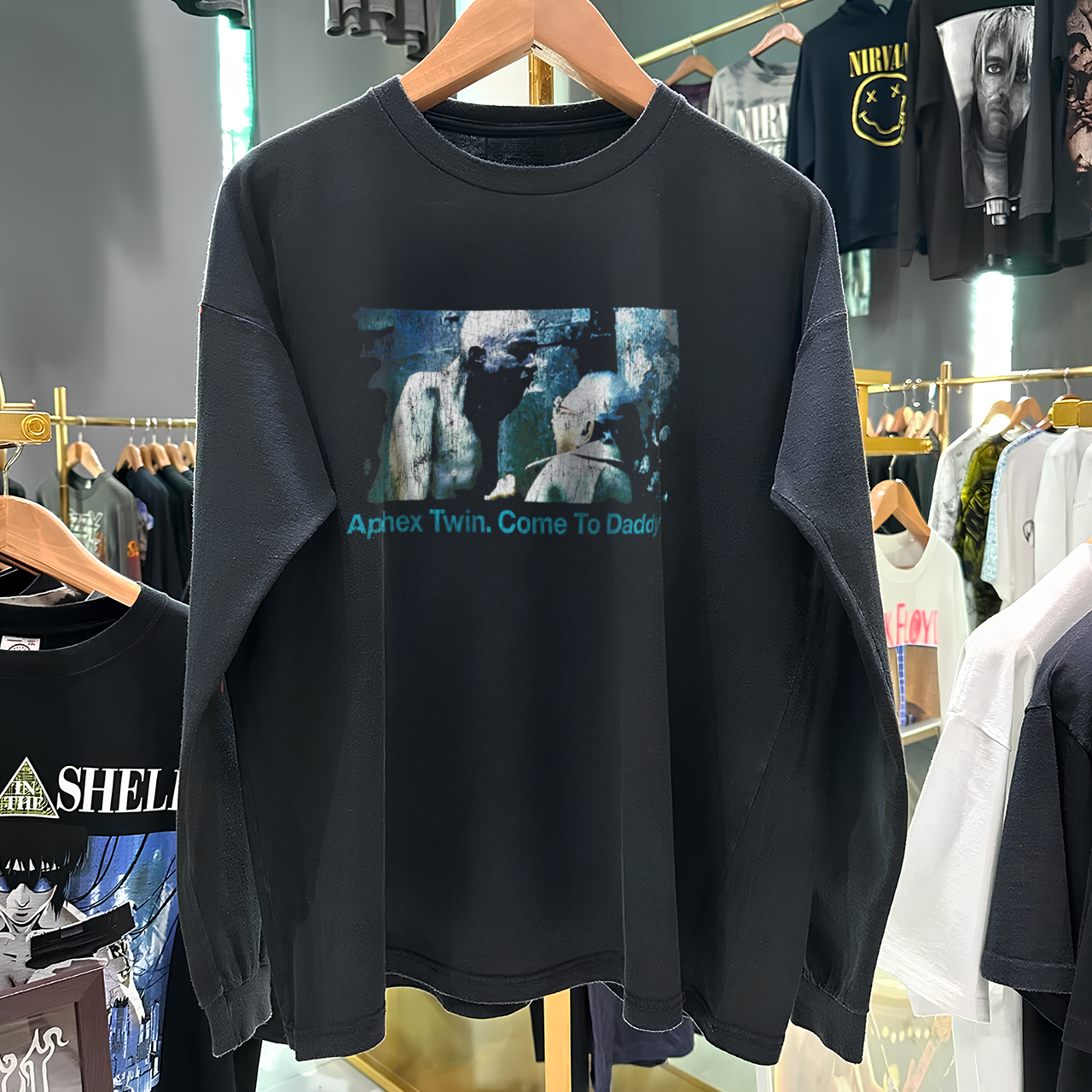 Vintage-Channel Aphex Twin. Come To Daddy Longsleeve Vintage Black T-Shirt-Vintage-Channel