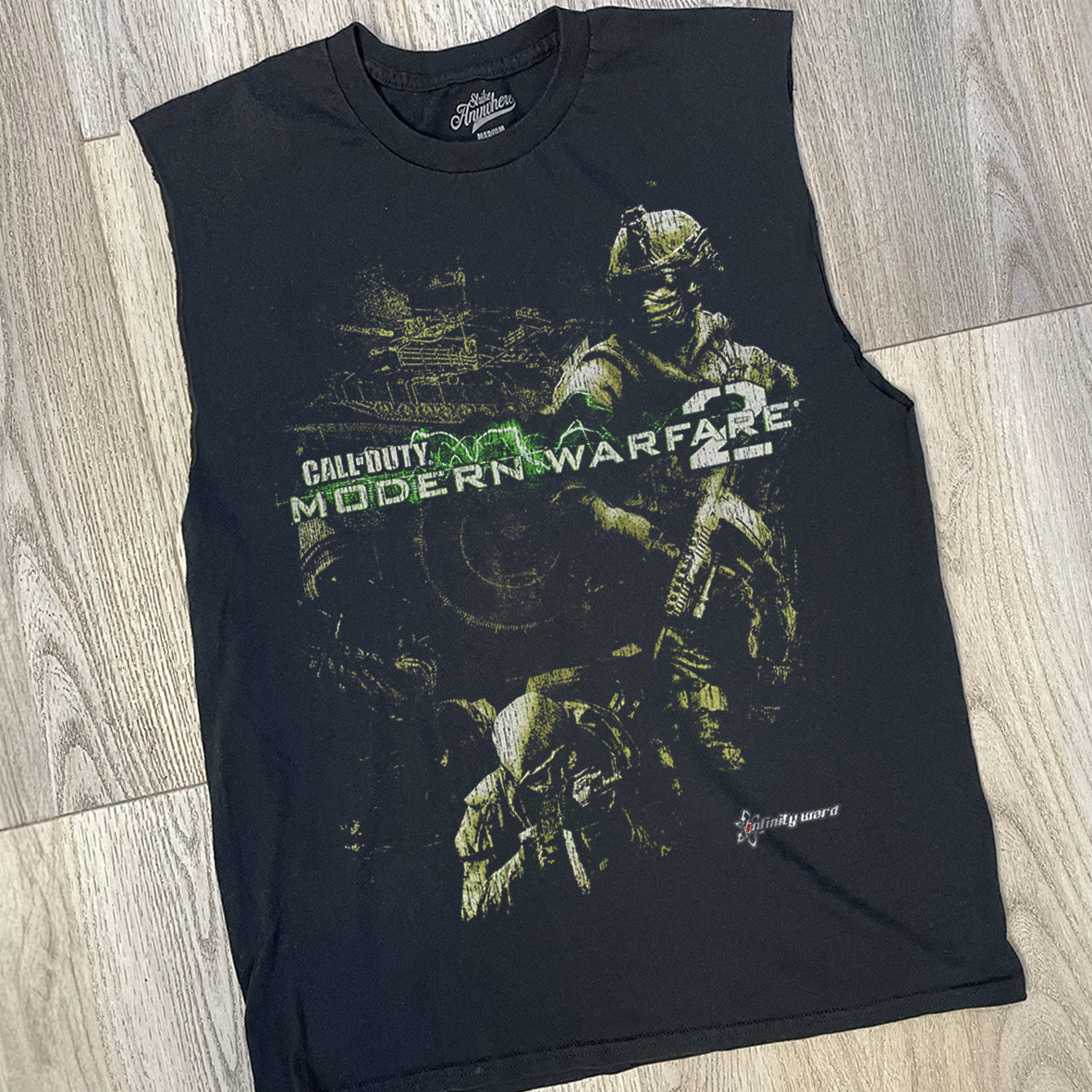 Vintage-Channel Modern Warfare 2 Black Cut Off Tank Top-Vintage-Channel