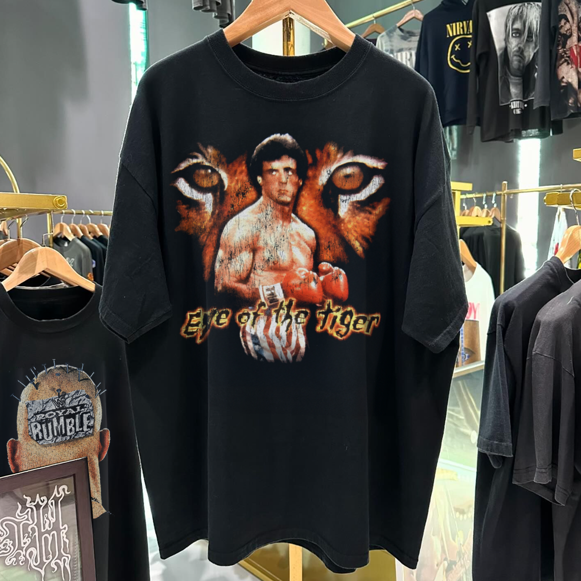 Vintage-Channel Eye Of The Tiger *Rocky 3 Promo* 80's Rare Vintage Black T-Shirt-Vintage-Channel