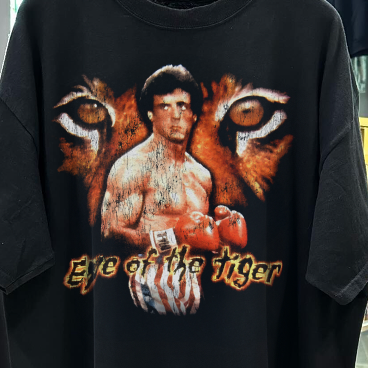 Vintage-Channel Eye Of The Tiger *Rocky 3 Promo* 80's Rare Vintage Black T-Shirt-Vintage-Channel