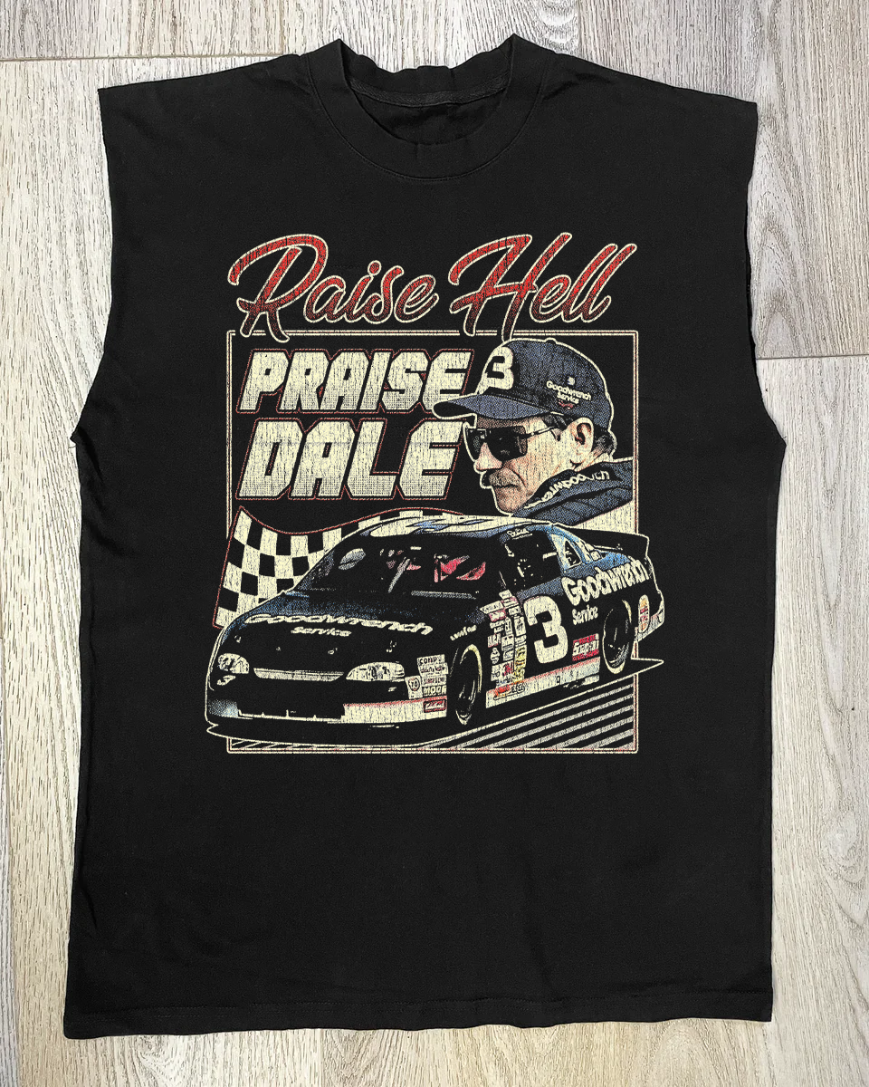 Vintage-Channel 90'S Dale Black Cut Off Tank Top-Vintage-Channel
