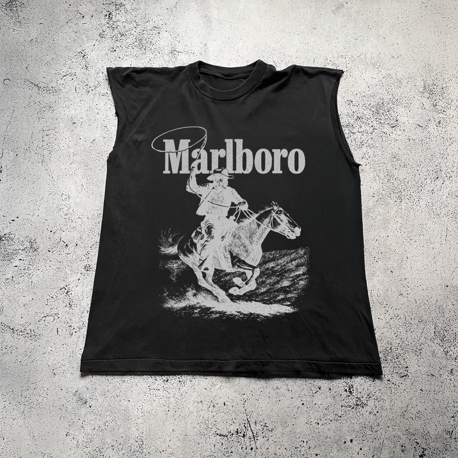 Vintage-Channel 'Rugged' Man Vintage Black Cut Off Tank Top-Vintage-Channel