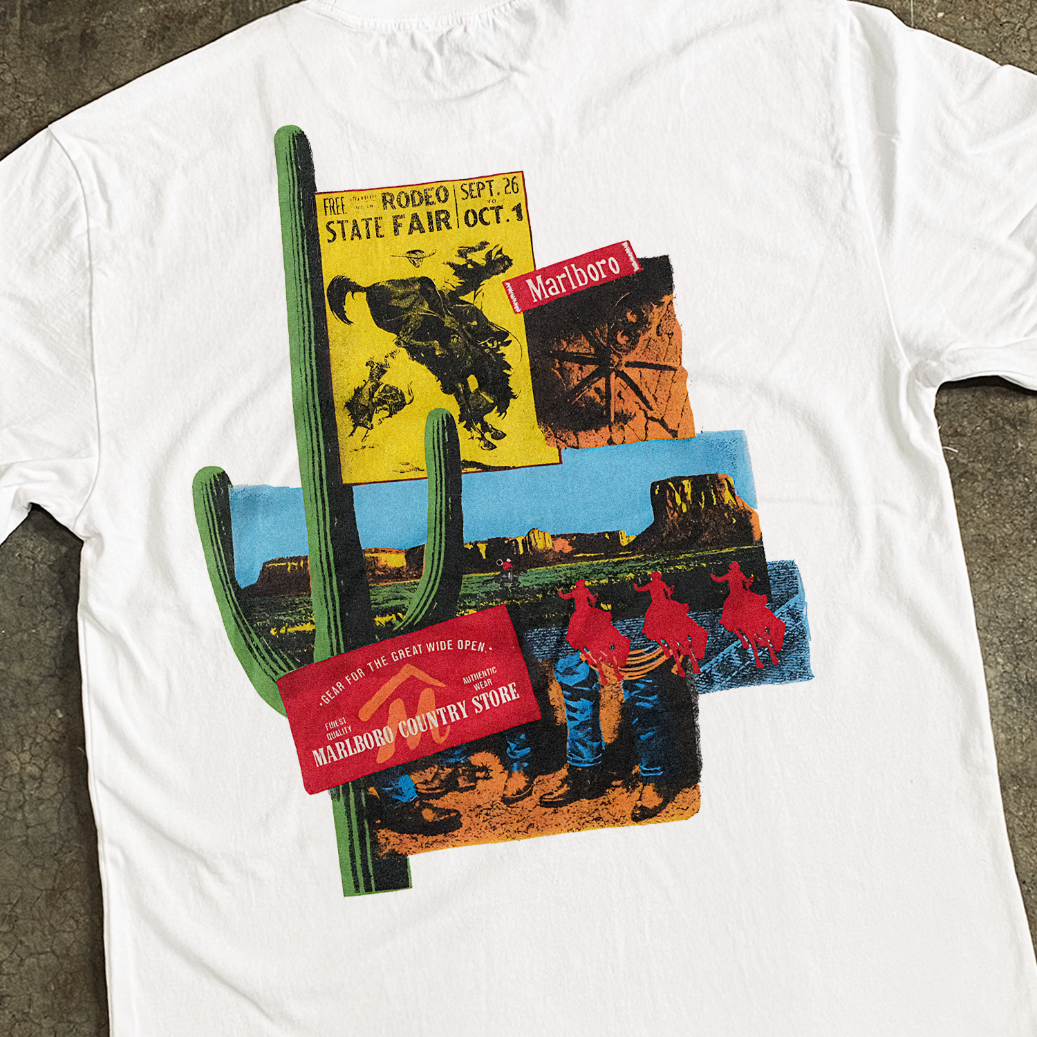 Vintage-Channel 'Rodeo State Fair' Vintage Faded Heavy White Tee-Vintage-Channel