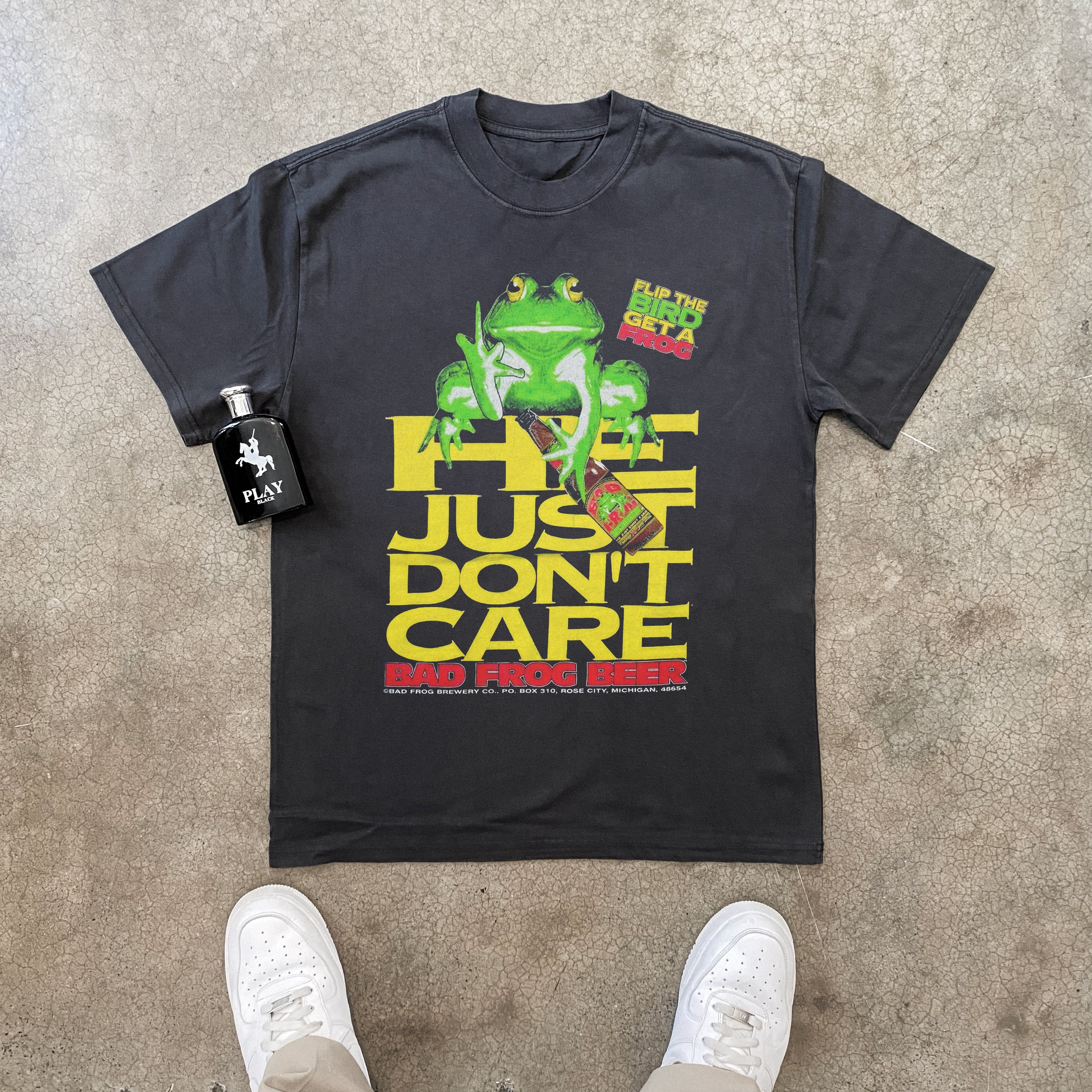 Vintage-Channel Bad Frog Beer Heavyweight Black T-shirt-Vintage-Channel
