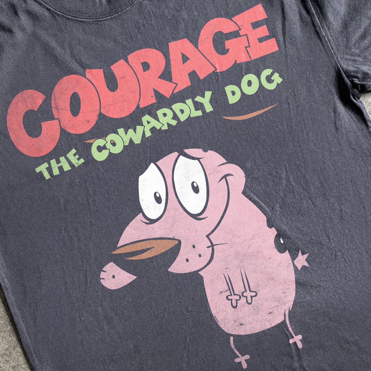 Vintage-Channel Cartoon Network Courage The Cowardly Dog Vintage Heavyweight Black T-Shirt-Vintage-Channel