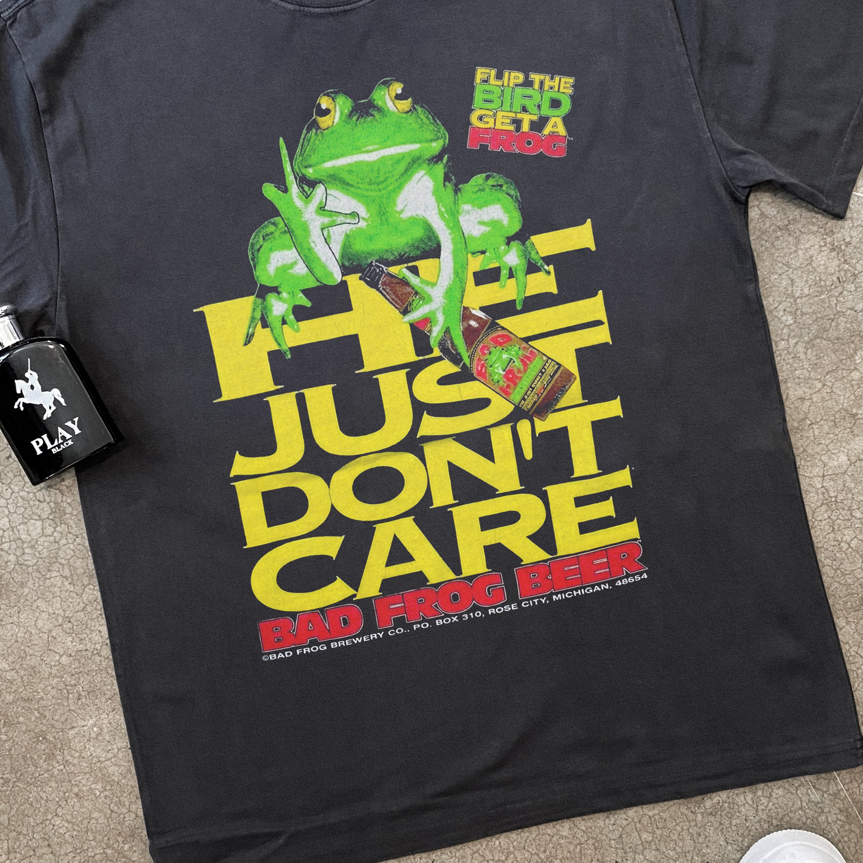 Vintage-Channel Bad Frog Beer Heavyweight Black T-shirt-Vintage-Channel