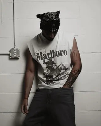 Vintage-Channel 'Rugged' Man Vintage White Cut Off Tank Top-Vintage-Channel
