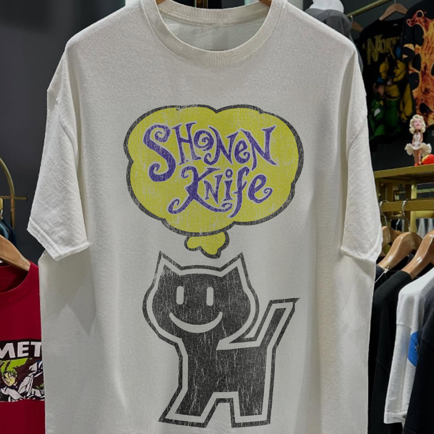 Vintage-Channel 90's Shonen Kitten Club 'Shonen Knife Cat Tee' Rare White T-Shirt-Vintage-Channel
