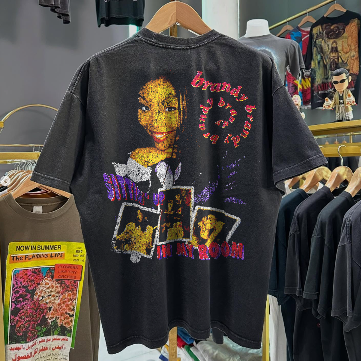 Vintage-Channel 90s Brandy - Sittin' Up In My Room Rare Black Rap Tee-Vintage-Channel