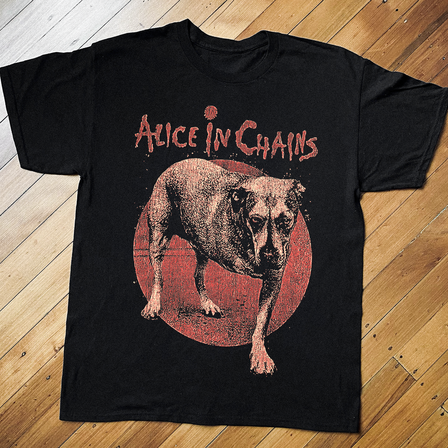 Vintage-Channel 95 Alice In Chains Three Legged Dog Black T-Shirt-Vintage-Channel