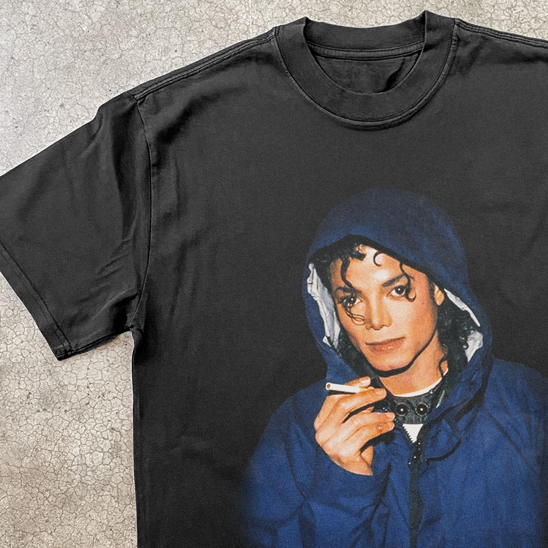 Vintage-Channel 1988 Mj 'Hood Smoke' Faded Black Tee-Vintage-Channel