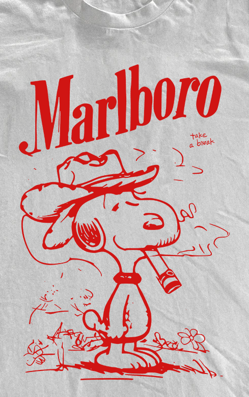 Vintage-Channel Snoopy Marb Heavyweight White Tee-Vintage-Channel