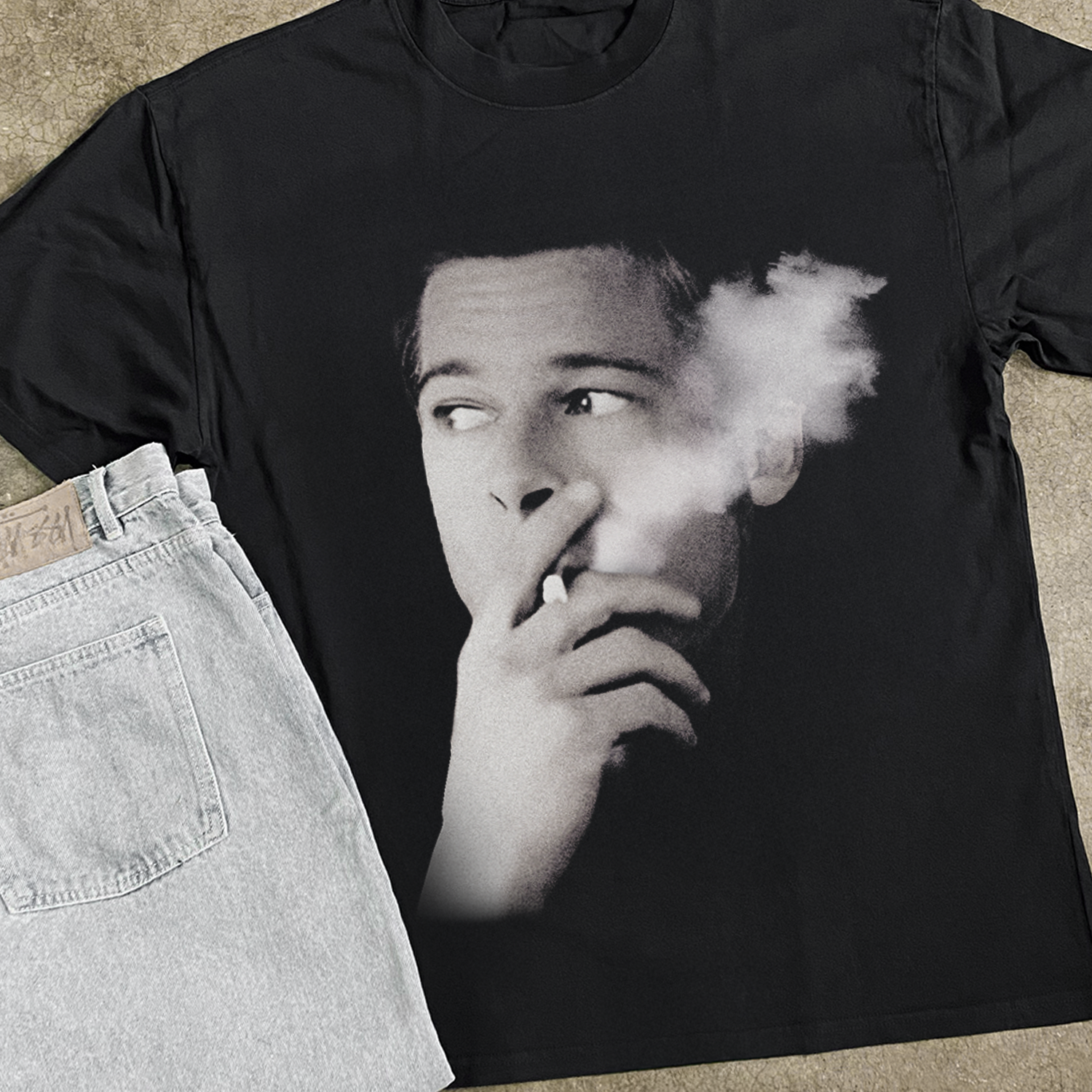 Vintage-Channel Brad 'Smoke Break' Heavy Faded Black Tee-Vintage-Channel