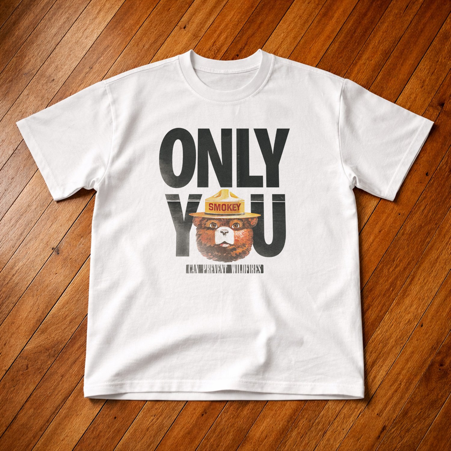 Vintage-Channel Smokey Bear 'Only You' Heavyweight White Tee-Vintage-Channel
