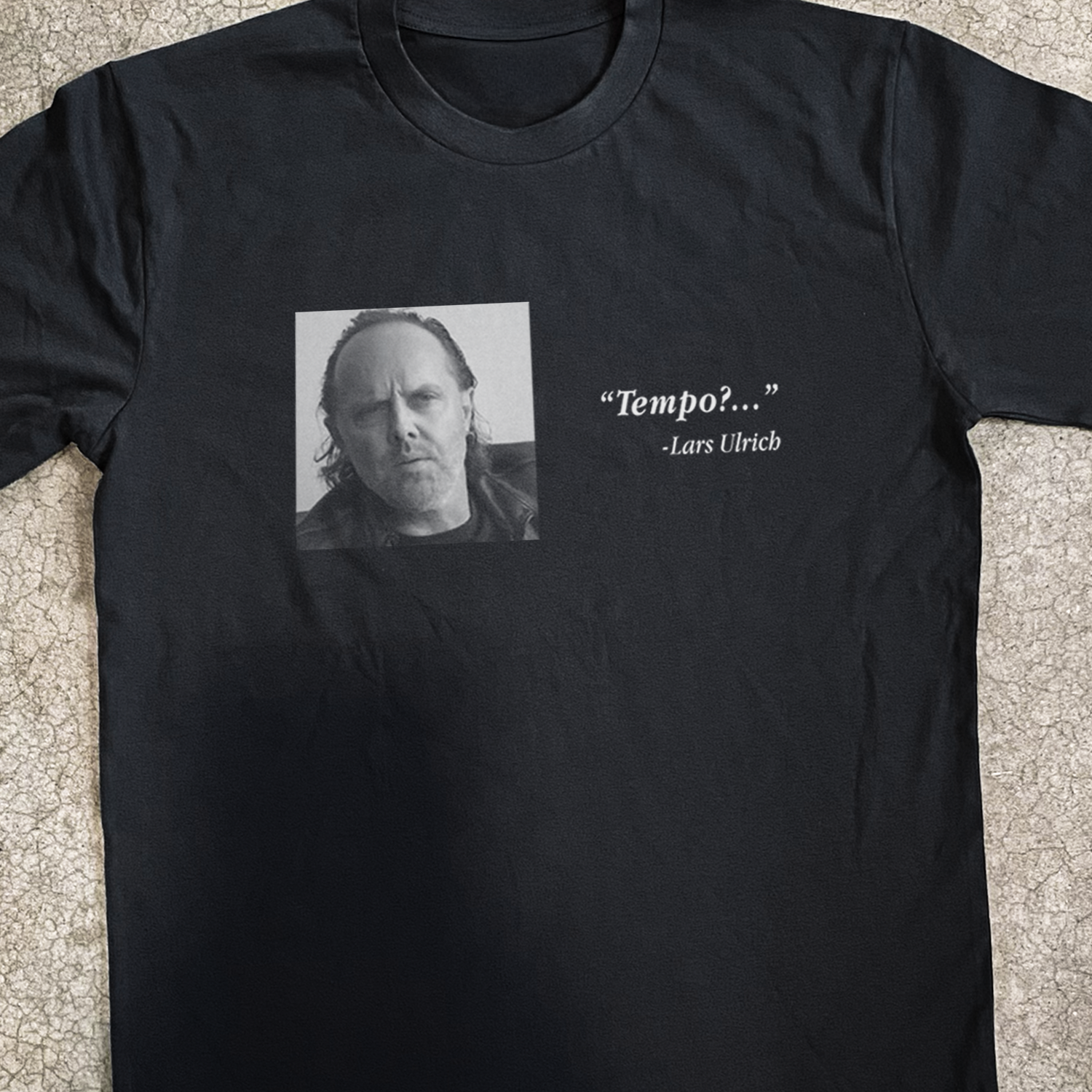 Vintage-Channel Lars Ulrich 'Tempo?' Classic Black Tee-Vintage-Channel