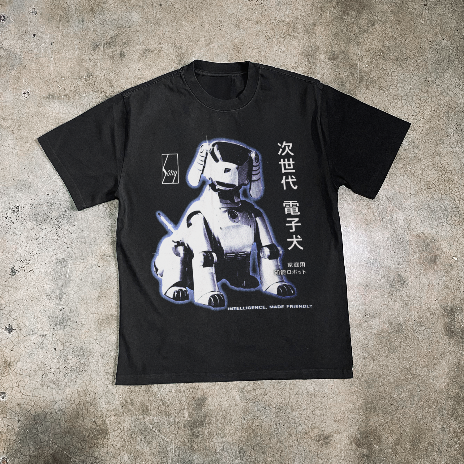 Vintage-Channel Sony 'AIBO' Robo-Dog 90s Japanese Promo Heavy Faded Tee-Vintage-Channel