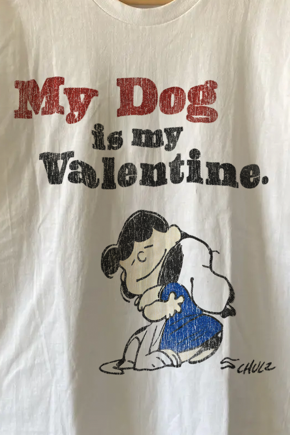 Vintage-Channel My Dog Is My Valentine Peanuts White Tee-Vintage-Channel