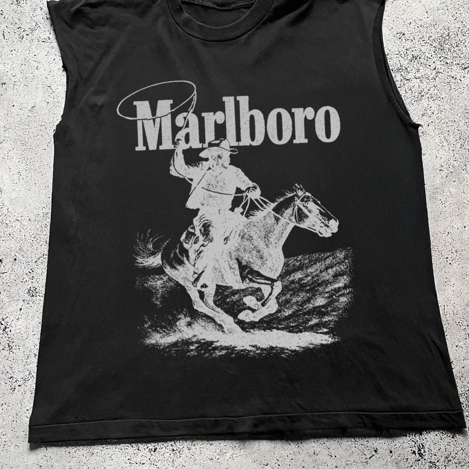 Vintage-Channel 'Rugged' Man Vintage Black Cut Off Tank Top-Vintage-Channel