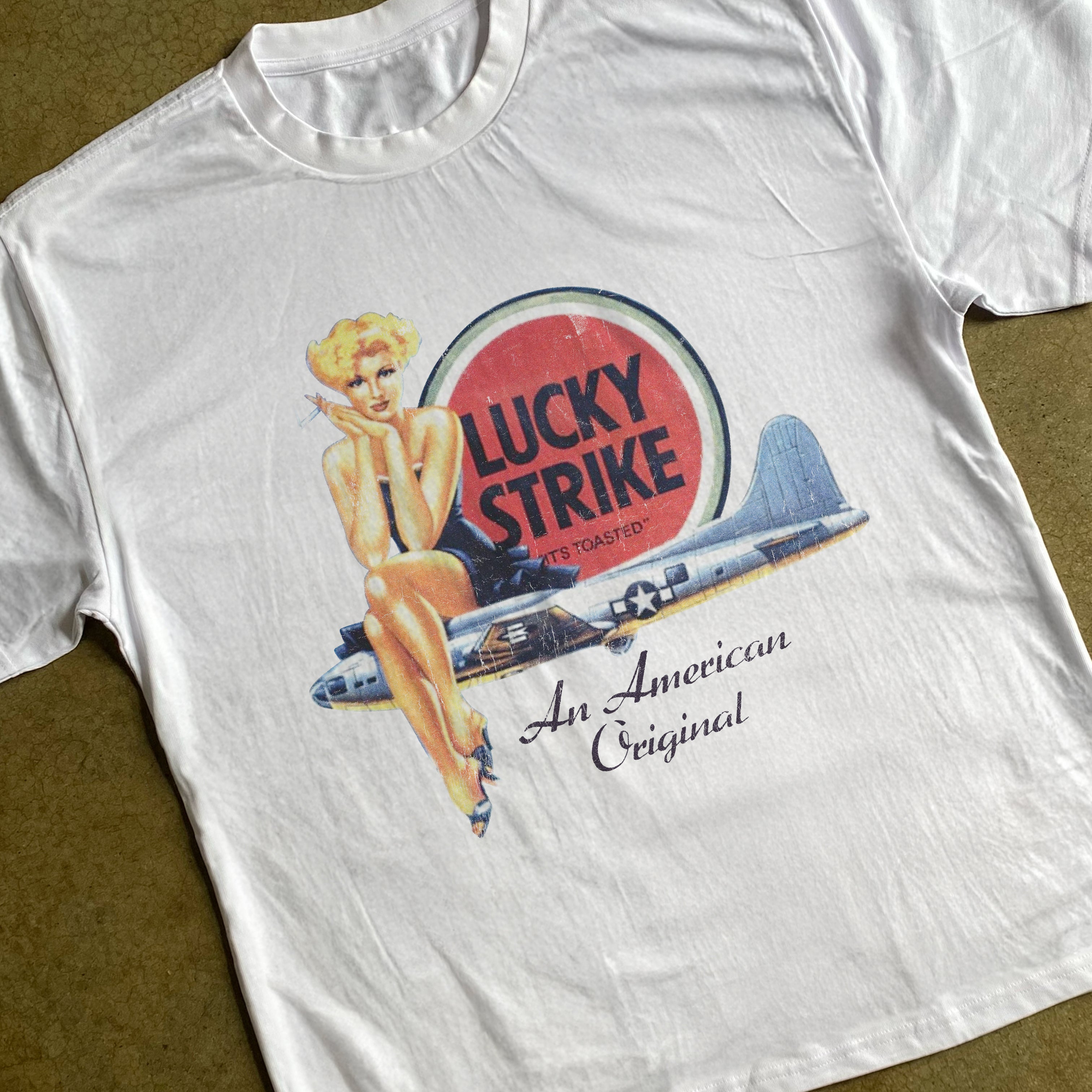 Vintage-Channel Vintage OG Lucky Strike Heavyweight White T-Shirt-Vintage-Channel