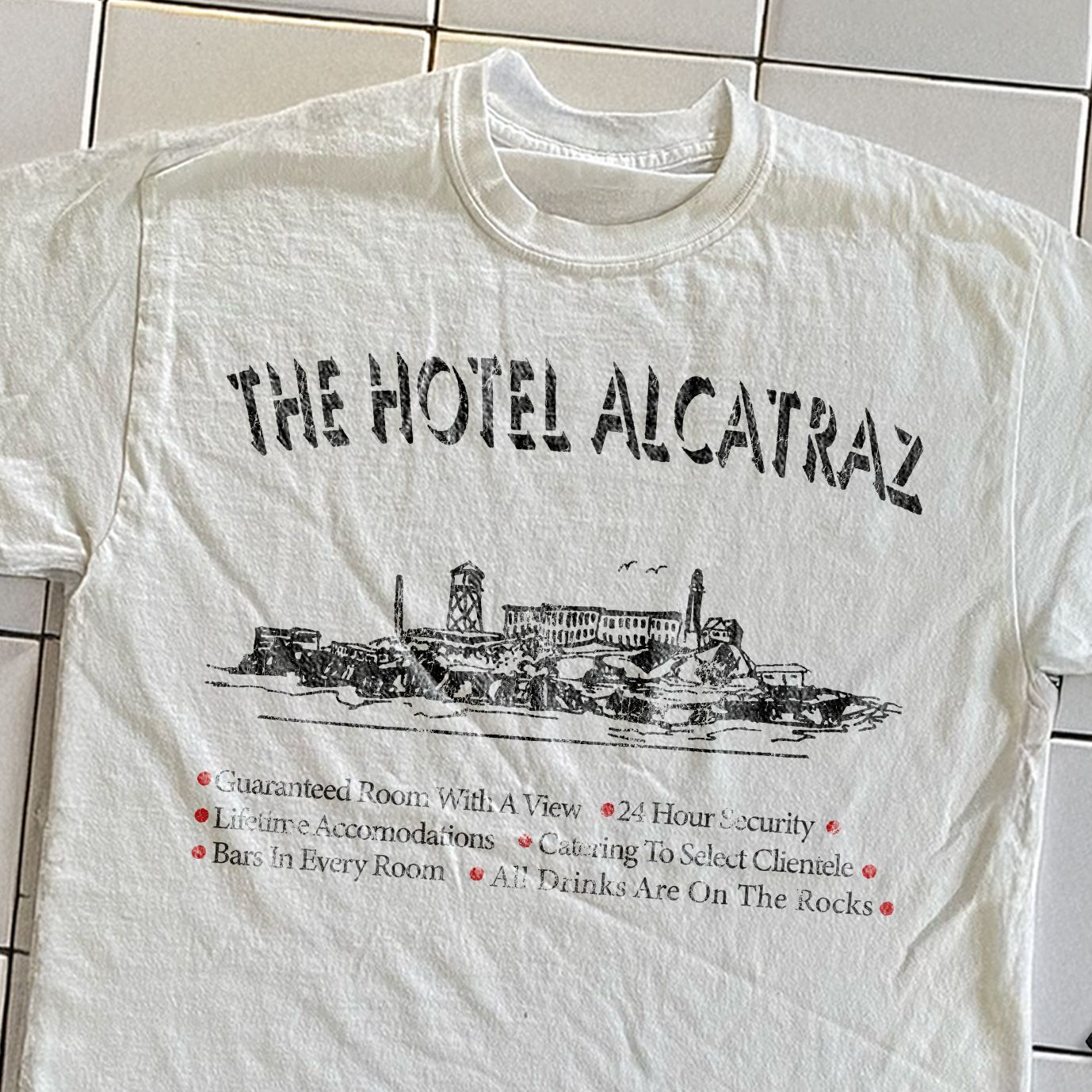 Vintage-Channel 90s Hotel Alcatraz Rare White T-Shirt-Vintage-Channel