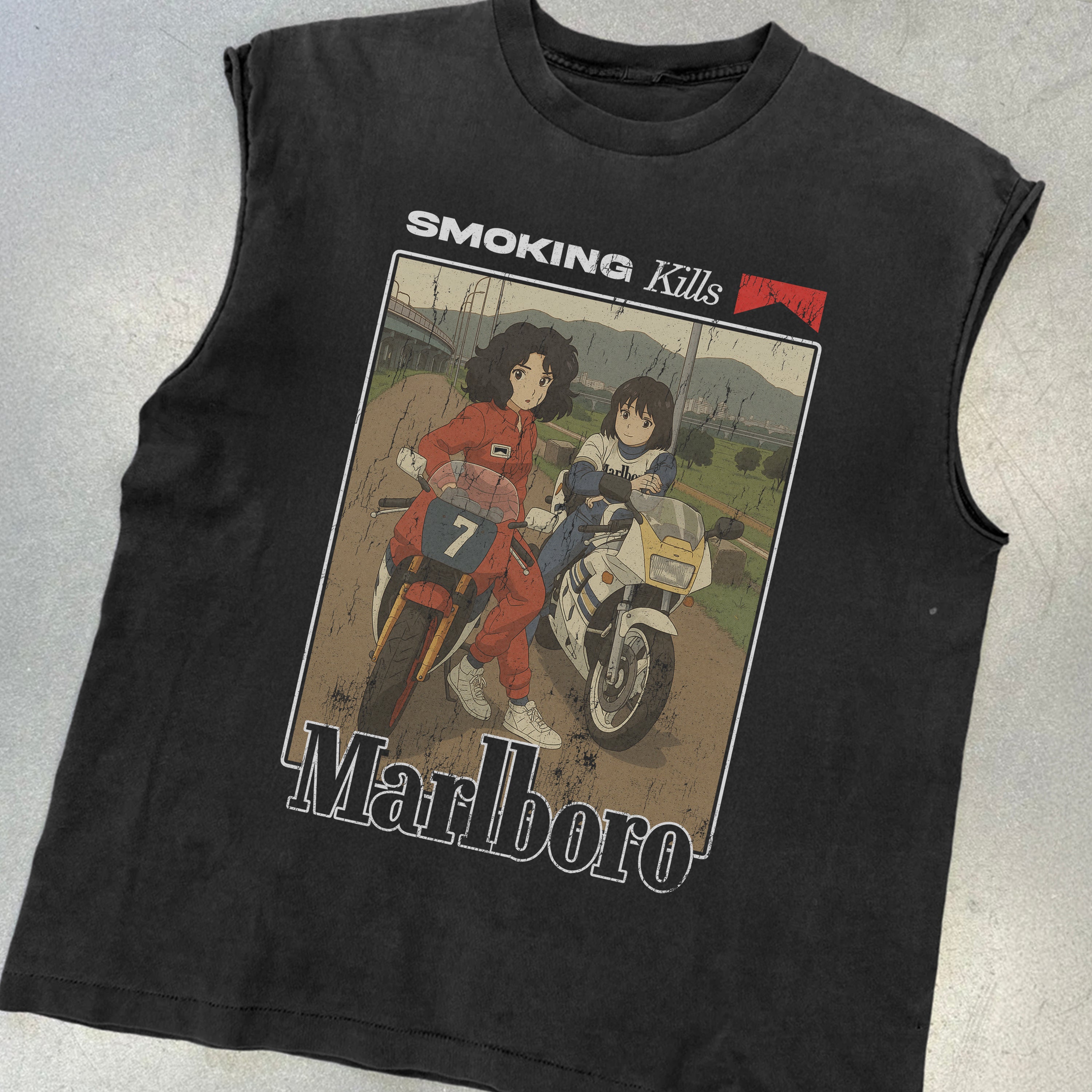 Vintage-Channel Smokingkills Vintage Black Cut- Off Tank Top-Vintage-Channel