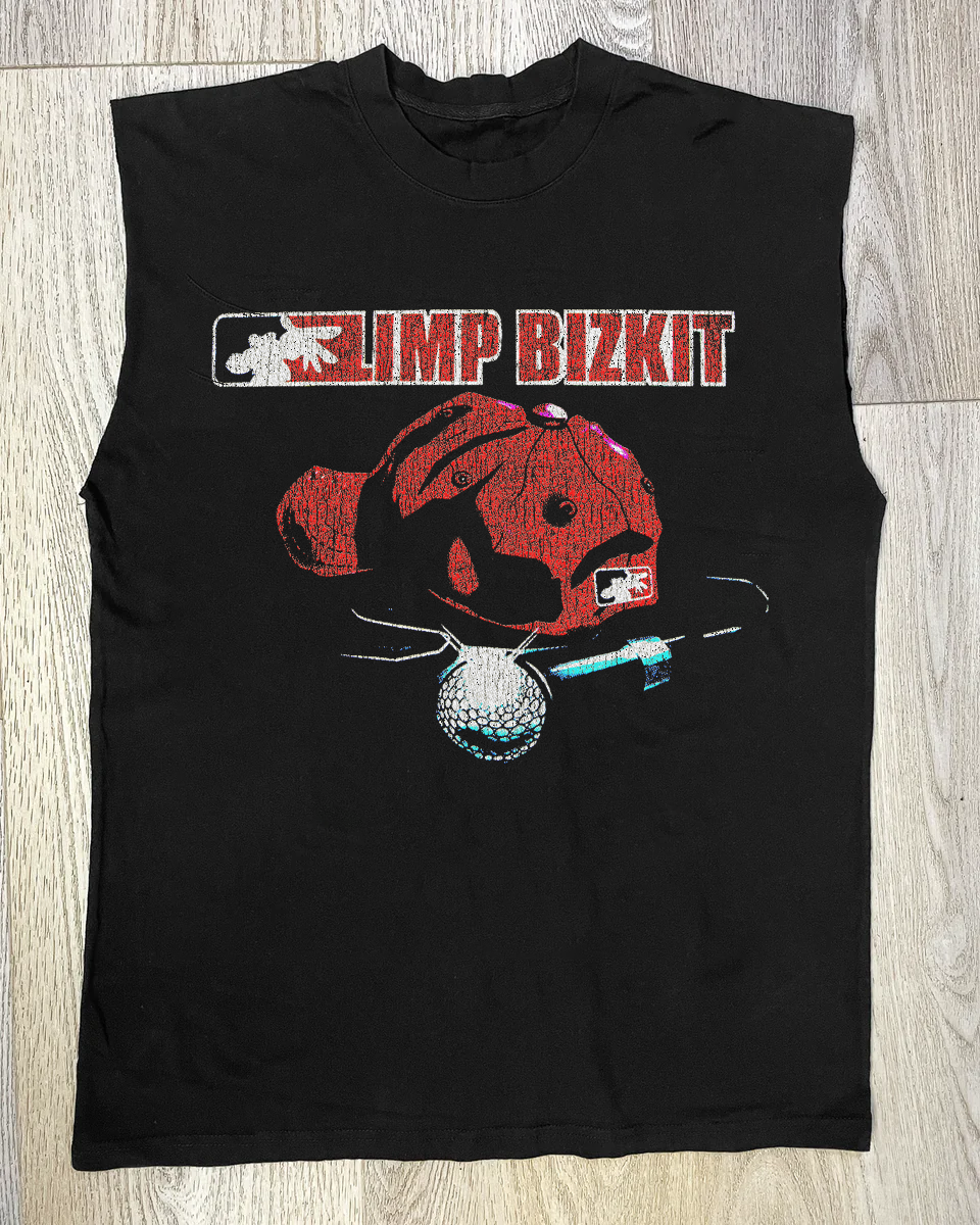 Vintage-Channel 00 Limp Bizkit Cut Off Black Tank Top-Vintage-Channel