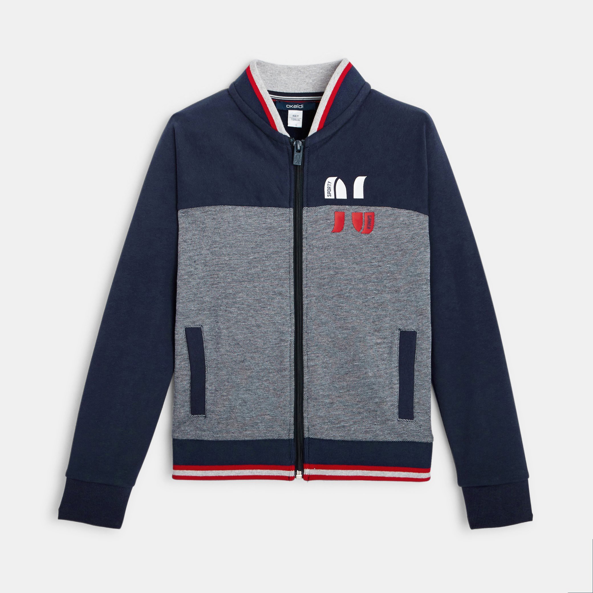 Sweat-shirt zippé bleu garçon - Bleu caméleon