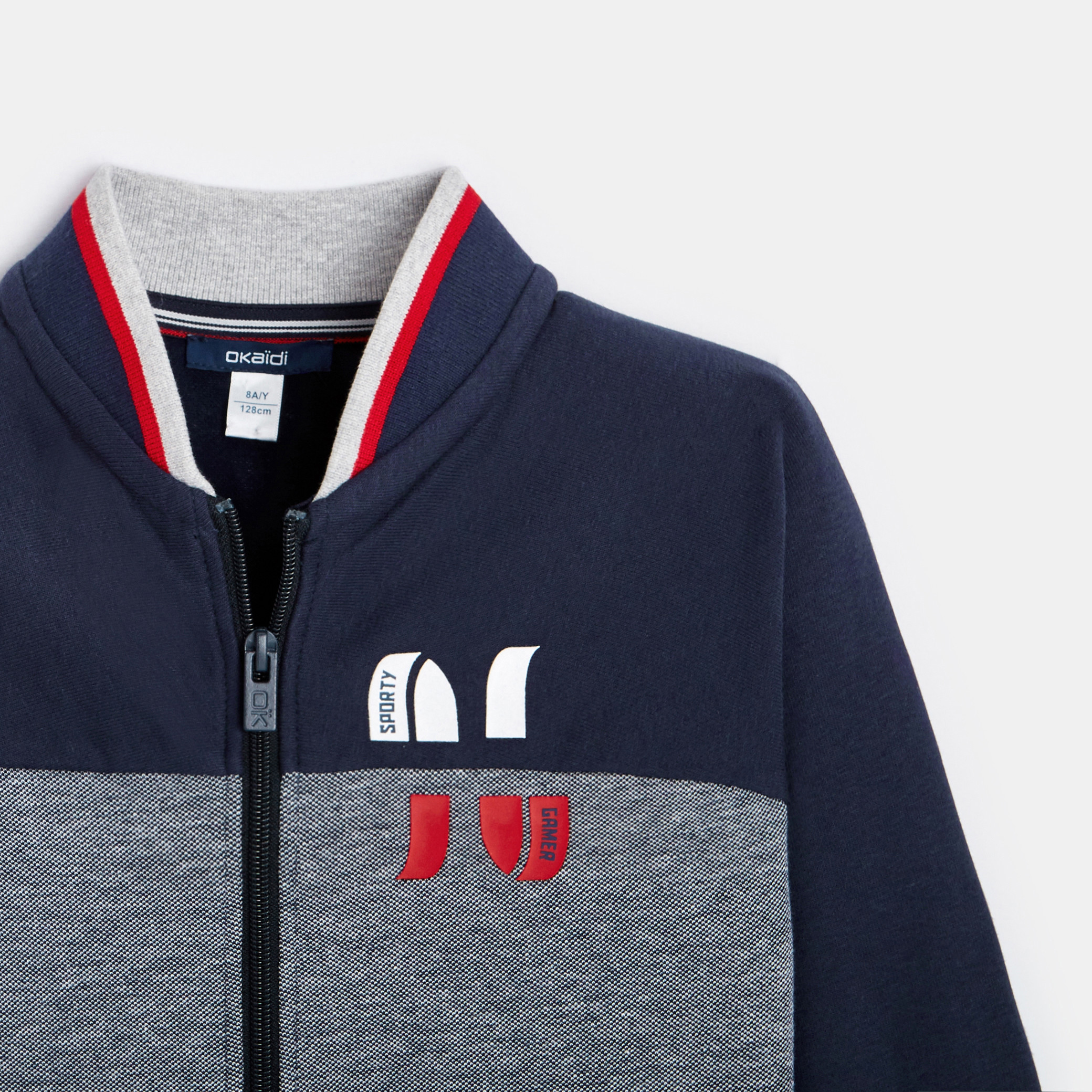 Sweat-shirt zippé bleu garçon - Bleu caméleon