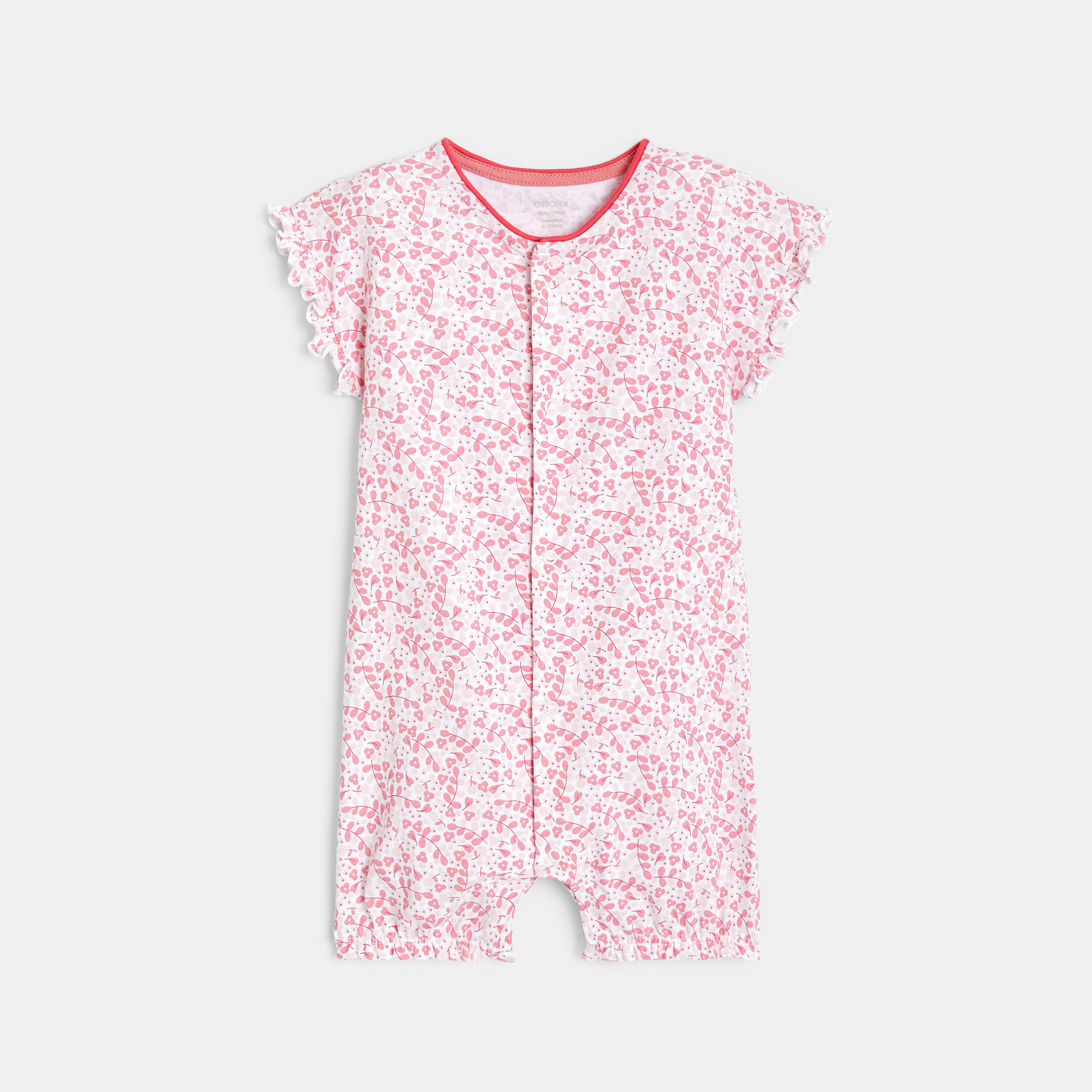 Combi courte fleurie rose bébé fille - Imprimé rose