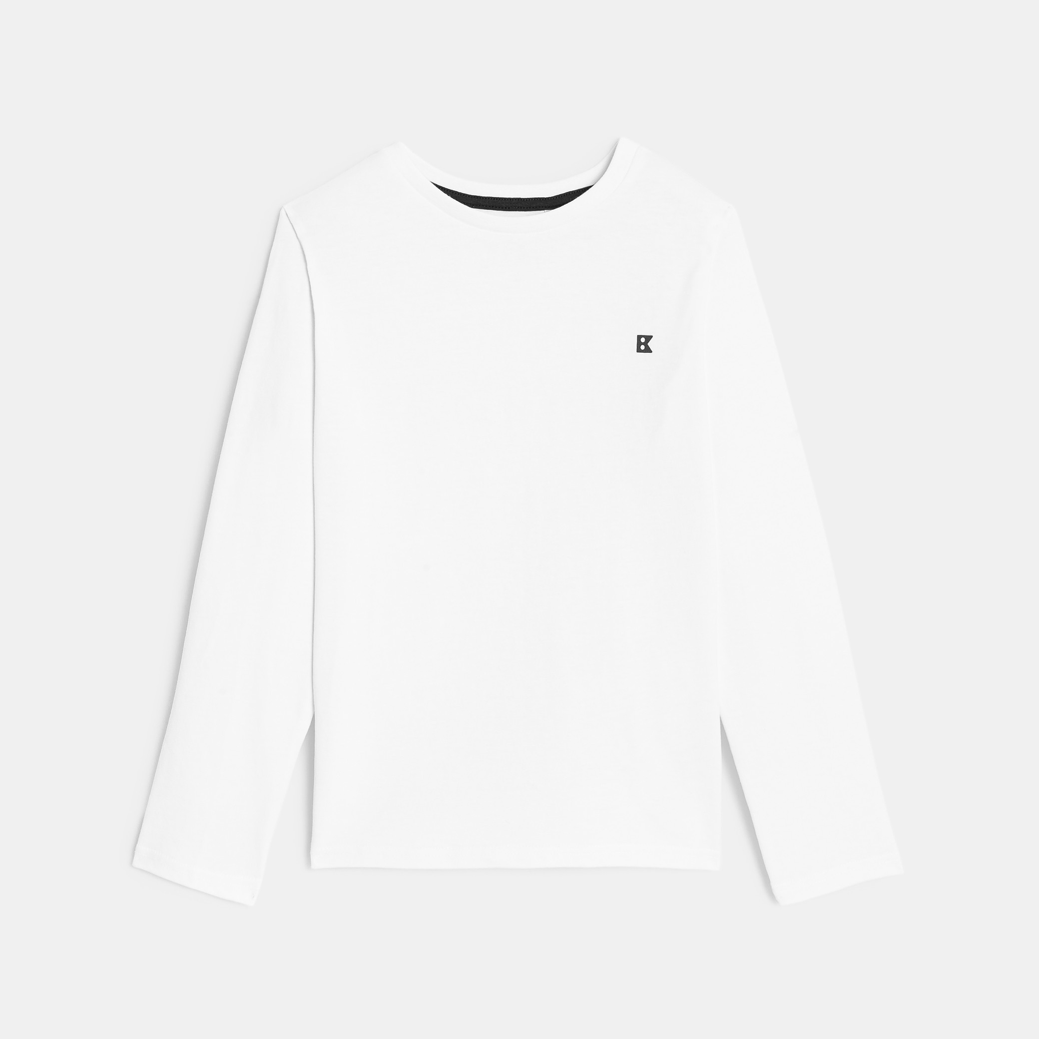 T-shirt manches longues uni bleu garçon - Blanc