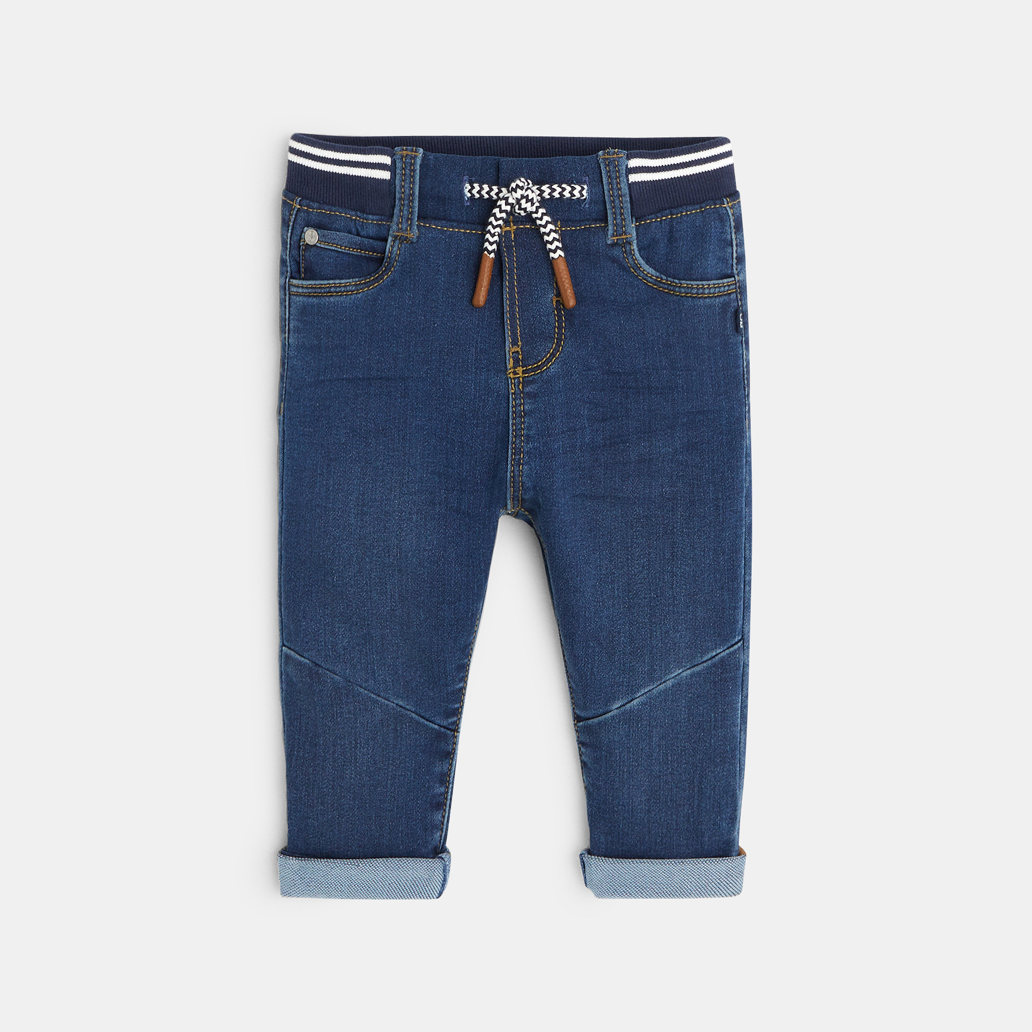 Jean denim confort ultra stretch marron bébé garçon - Denim bleu stone