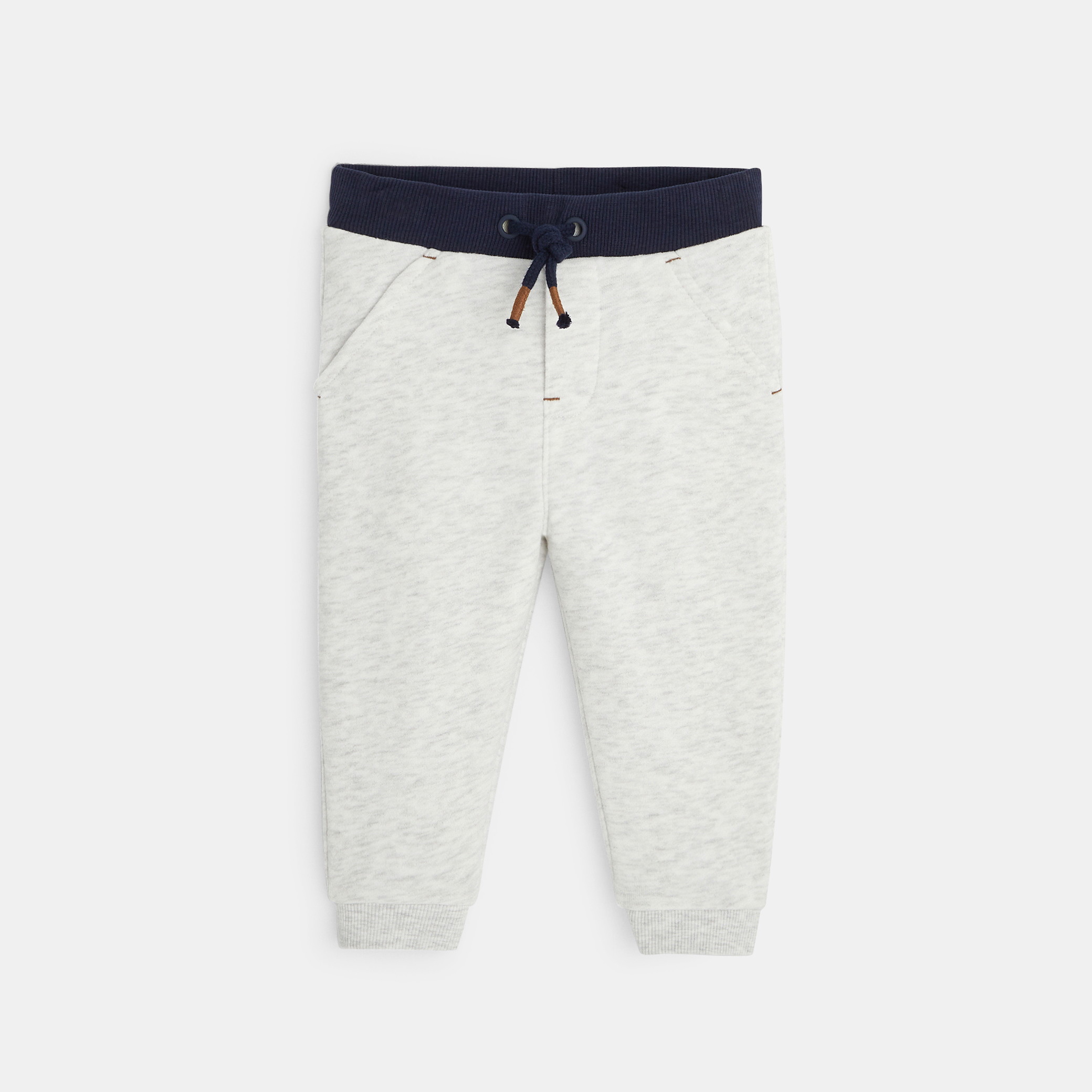 Pantalon jogging vert bébé garçon - Ecru chiné