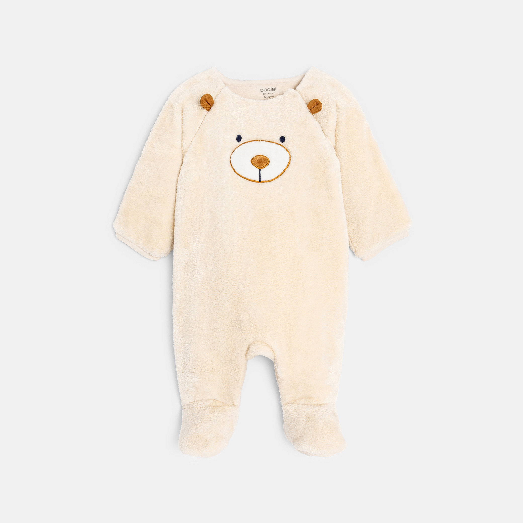 Surpyjama chaud en soft boa ours beige naissance - Beige