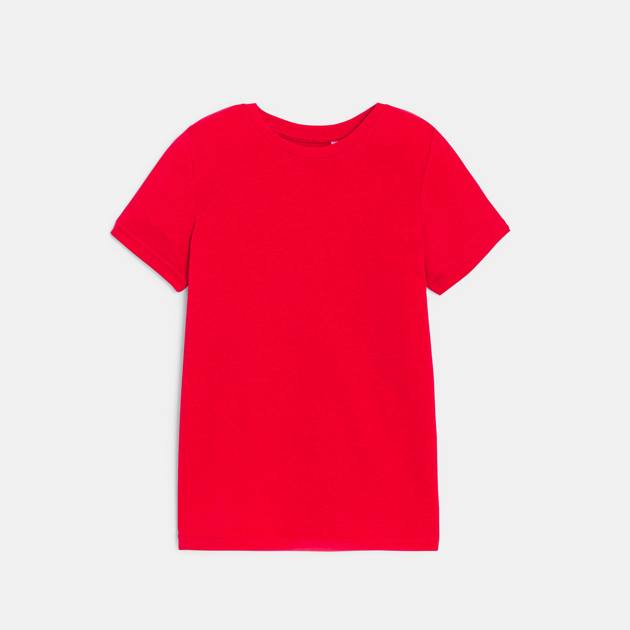 T-shirt basique manches courtes blanc garçon - Rouge grenadine