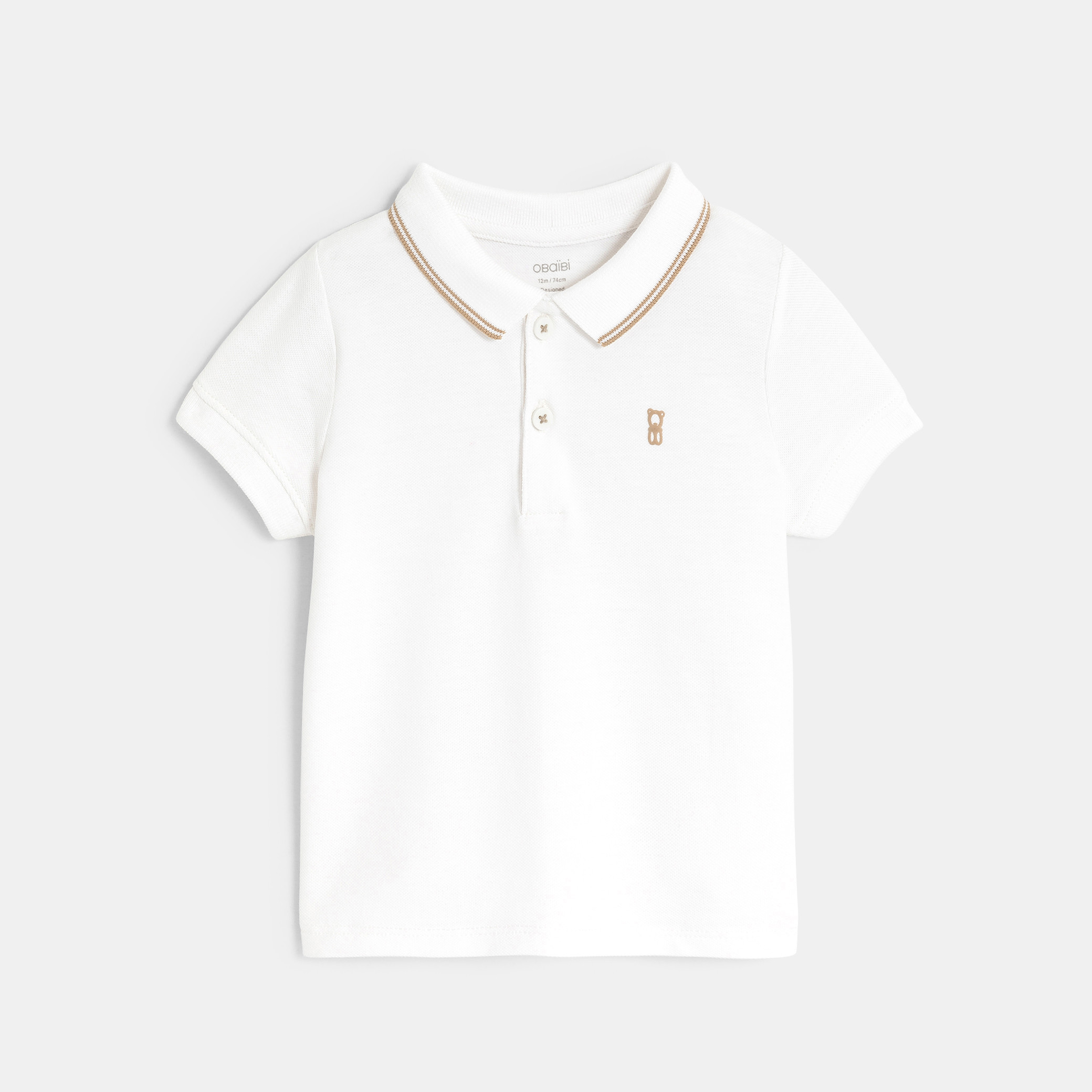 Polo bleu bébé garçon - blanc optique
